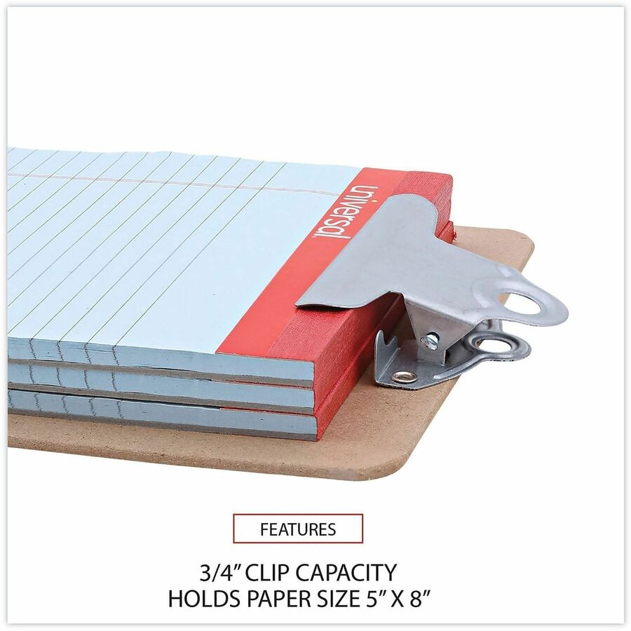 Image of Universal UNV05610VP Clipboard, 0.75" Clip Capacity, Storage for Document, Form, Paper, 5" x 8" Sheet Size, Hardboard, Brown, 3 / Pack