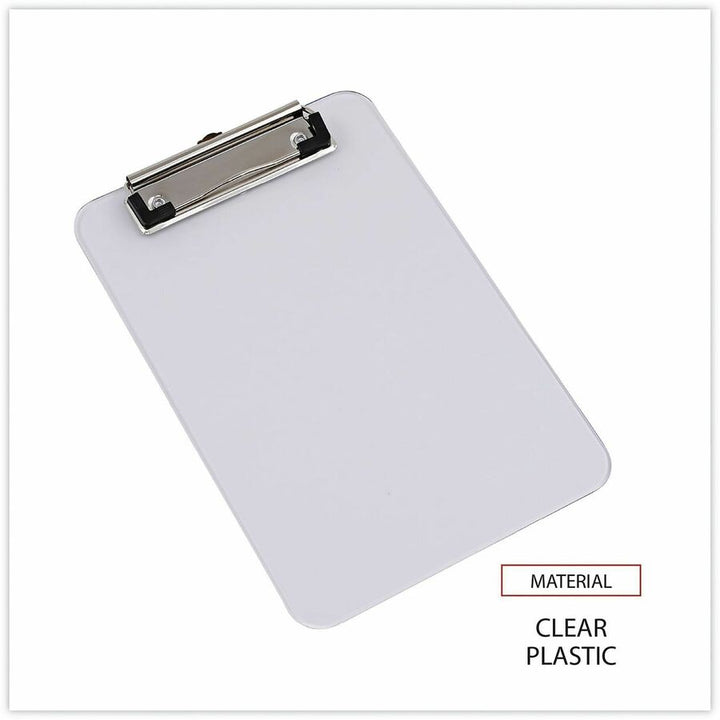 Image of Universal UNV40312 Clipboard, 0.50" Clip Capacity, Storage for Paper, 5" x 8" Sheet Size, Plastic, Clear, 1 Each