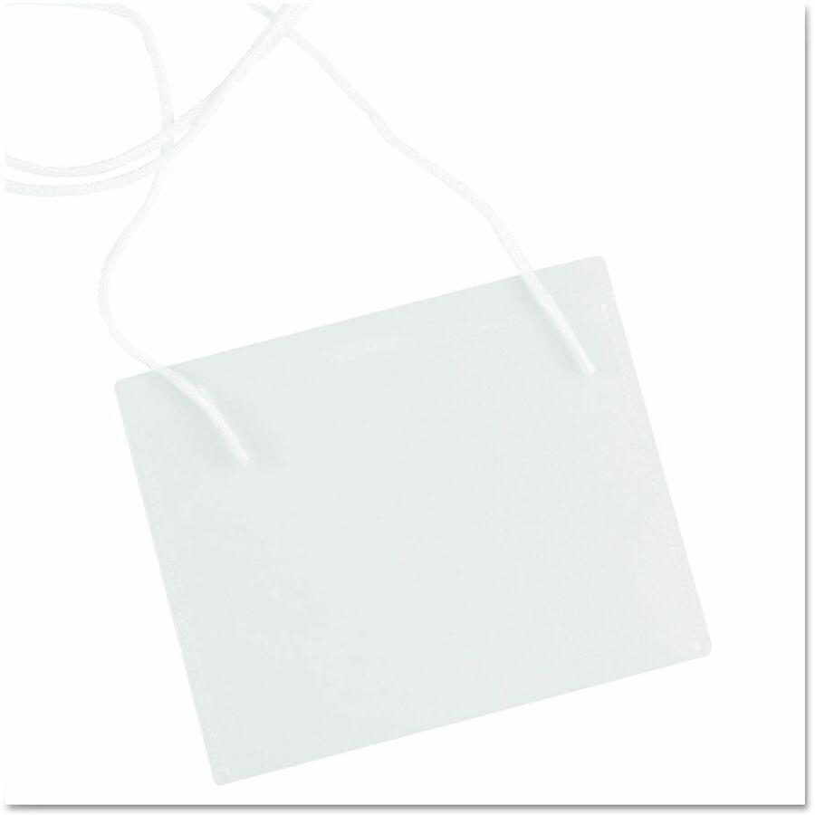 Image of Universal UNV56005 Name Badge Holder, Support 4" x 3" Media, Horizontal, Plastic, Clear, 1 Kit