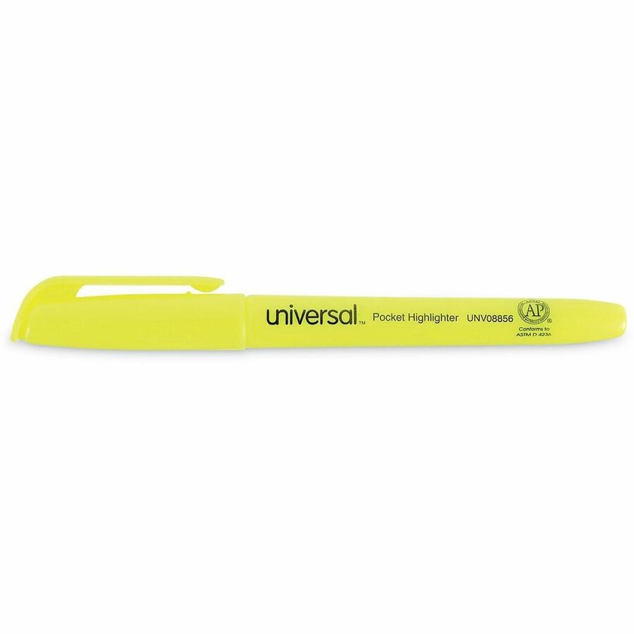 Image of Universal UNV08856 Highlighter, Fluorescent Yellow Ink, Yellow Barrel, 36 / Pack