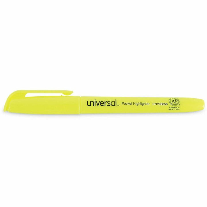 Image of Universal UNV08856 Highlighter, Fluorescent Yellow Ink, Yellow Barrel, 36 / Pack
