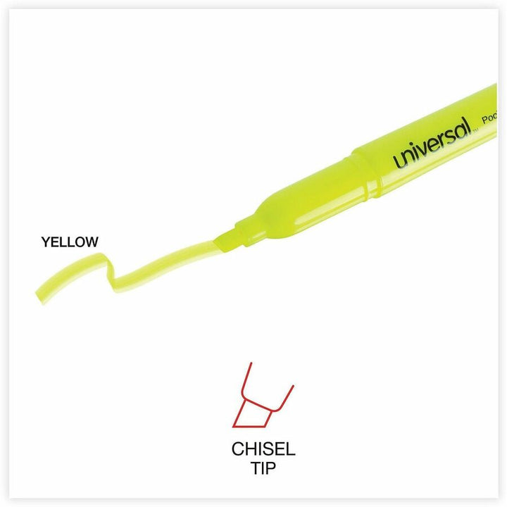 Image of Universal UNV08856 Highlighter, Fluorescent Yellow Ink, Yellow Barrel, 36 / Pack