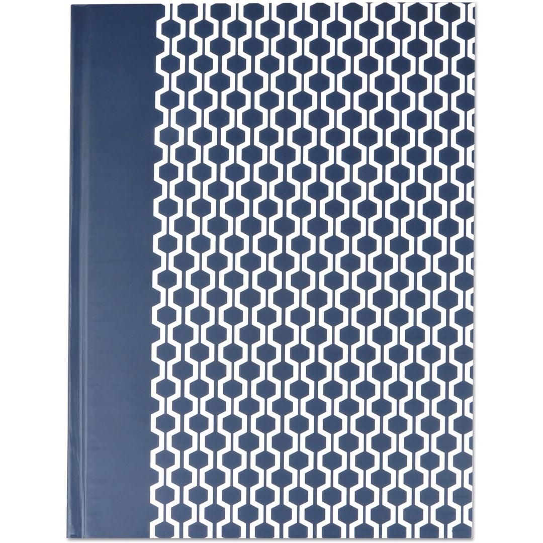 Image of Universal® Casebound Hardcover Notebook, 1-Subject, Wide/Legal Rule, Dark Blue/White Cover, (150) 10.25 x 7.63 Sheets