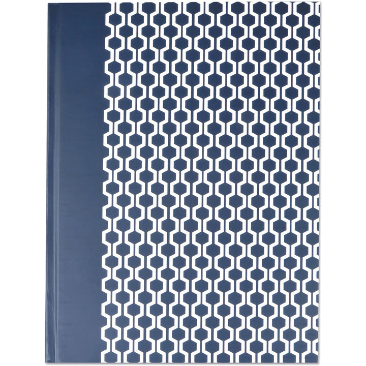 Image of Universal® Casebound Hardcover Notebook, 1-Subject, Wide/Legal Rule, Dark Blue/White Cover, (150) 10.25 x 7.63 Sheets