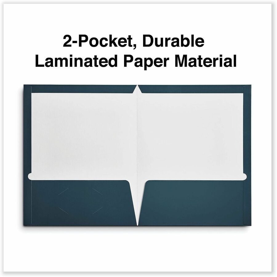 Image of Universal UNV56418 Pocket Folder, 11" x 8 1/2", 100 Sheets Capacity, 2 Inside Front & Back Pocket, Blue, Laminated, 25 / Pack