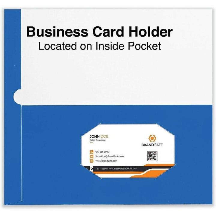 Image of Universal UNV56419 Pocket Folder, 11" x 8 1/2", 100 Sheets Capacity, 2 Inside Front & Back Pocket, Blue, Laminated, 25 / Pack