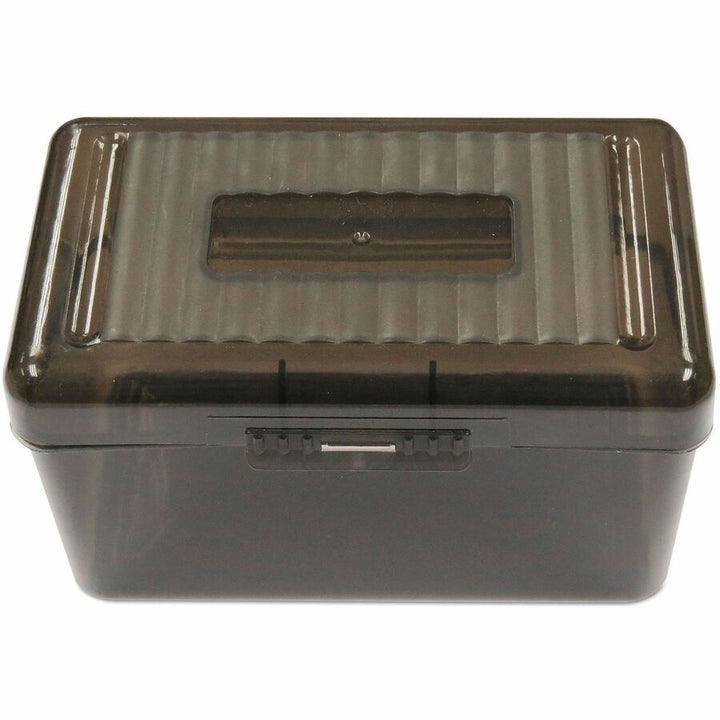 Image of Universal UNV47286 Card Holder, Support 3" x 5" Media, 3.5" H x 5.6" W x 3.3" Depth, Plastic, Translucent Black, 2 / Pack