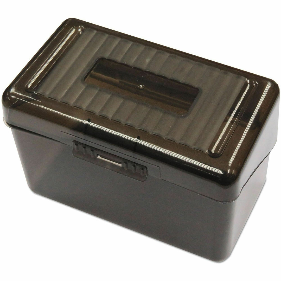 Image of Universal UNV47287 Card Holder, Support 4" x 6" Media, 4.5" H x 6.8" W x 4.3" Depth, Plastic, Translucent Black, 2 / Pack