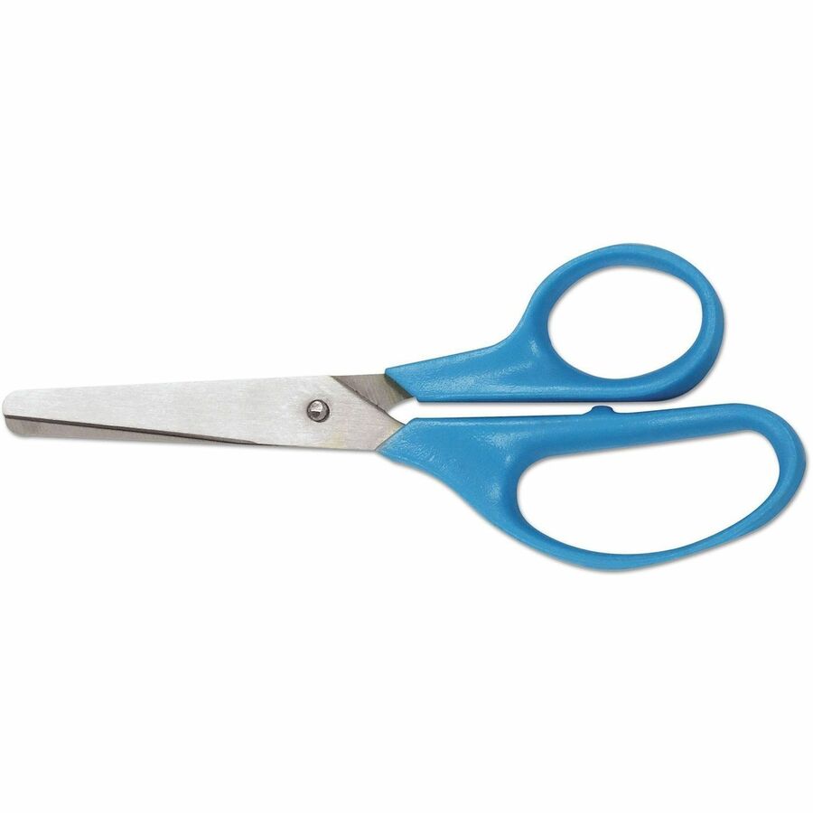Image of Universal UNV92023 Scissors, Child, 1.75" Cutting Length, 5" Overall Length, Straight-left/right, Stainless Steel, Round Tip, Multi, 12 / Box
