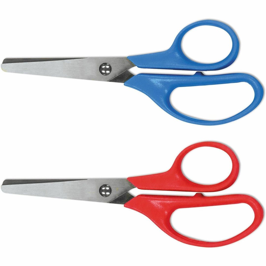 Image of Universal UNV92024 Scissors, Child, 1.75" Cutting Length, 5" Overall Length, Straight-left/right, Stainless Steel, Round Tip, Multi, 2 / Pack
