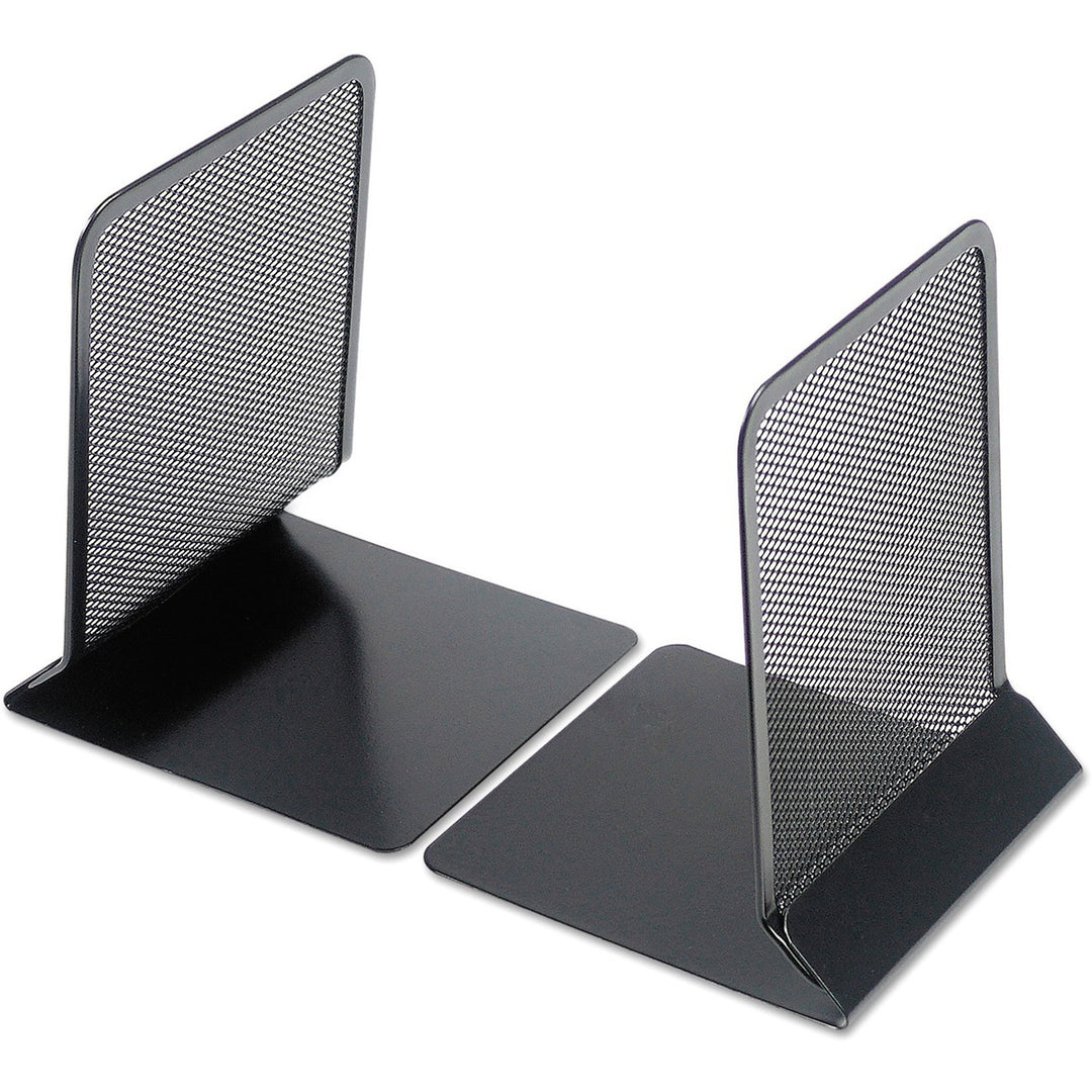 Image of Universal UNV20025 Metal Mesh Bookends, Nonskid Base, 5.38 x 5.38 x 6.75, Black, Pair