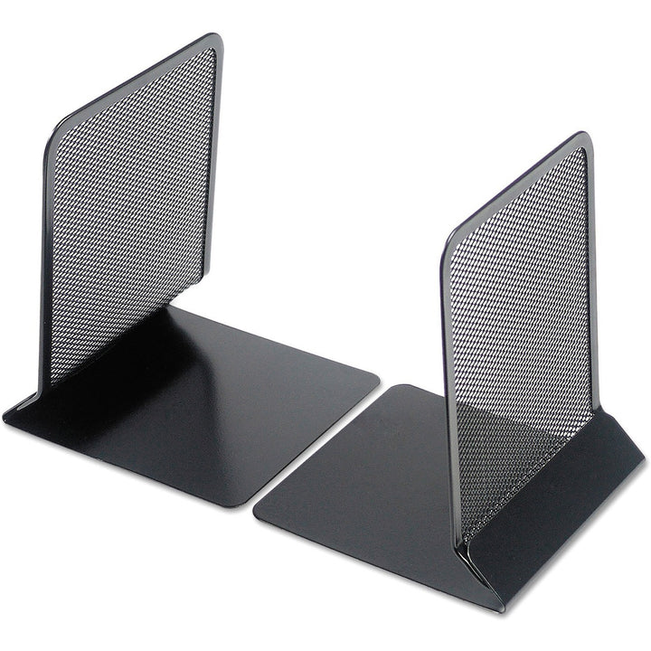 Image of Universal UNV20025 Metal Mesh Bookends, Nonskid Base, 5.38 x 5.38 x 6.75, Black, Pair