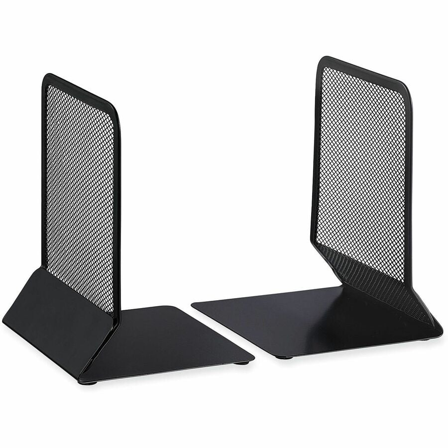 Image of Universal UNV20025 Metal Mesh Bookends, Nonskid Base, 5.38 x 5.38 x 6.75, Black, Pair