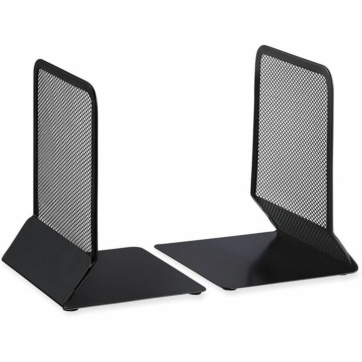 Image of Universal UNV20025 Metal Mesh Bookends, Nonskid Base, 5.38 x 5.38 x 6.75, Black, Pair