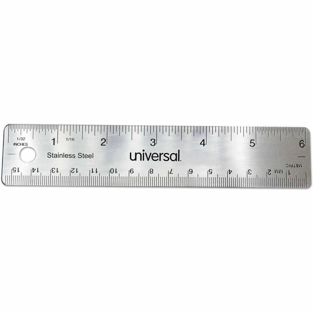 Image of Universal® Stainless Steel Ruler, Standard/metric, 6" Long