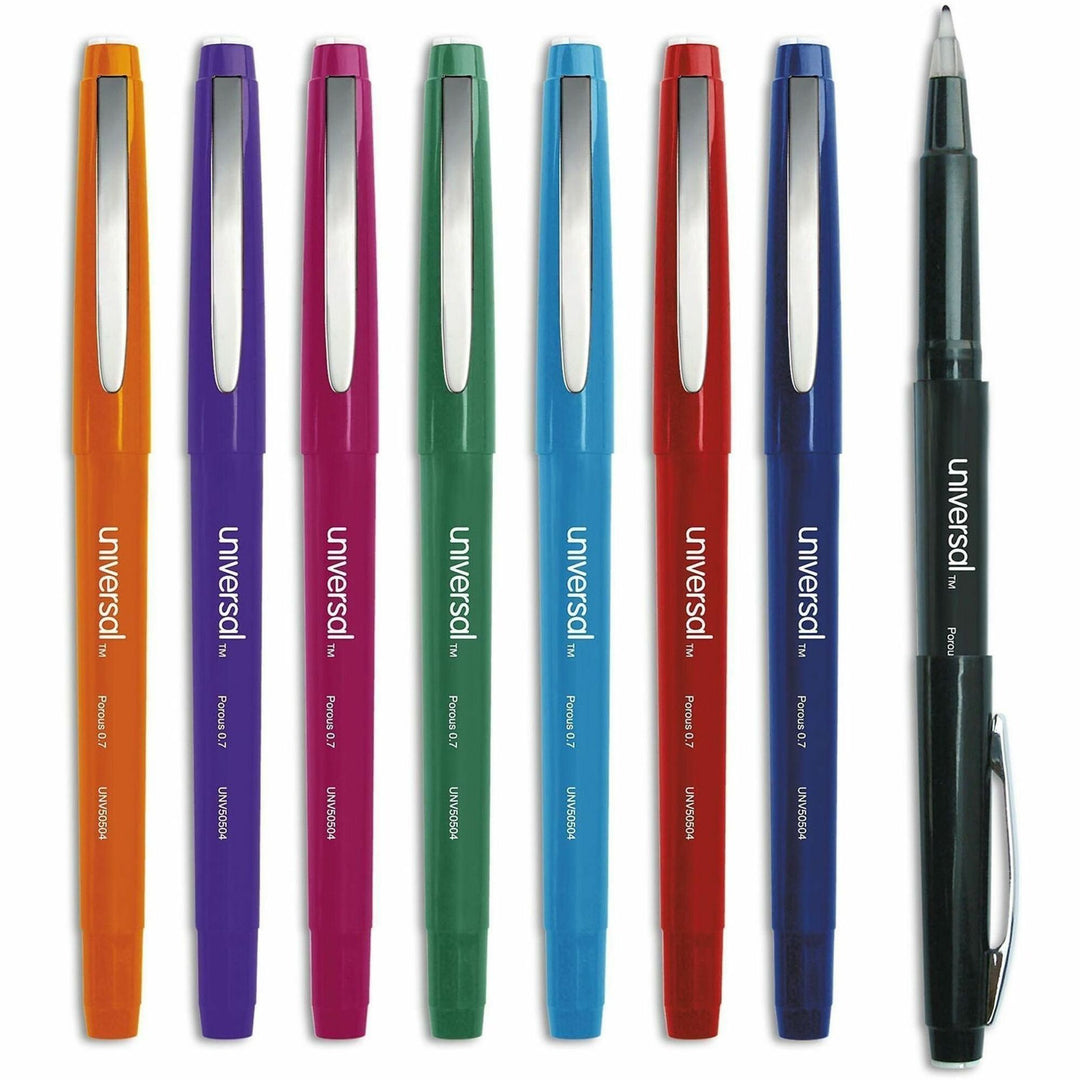 Image of Universal UNV50504 Porous Point Pen, Stick, Medium 0.7 mm, Assorted Ink and Barrel Colors, 8/Pack