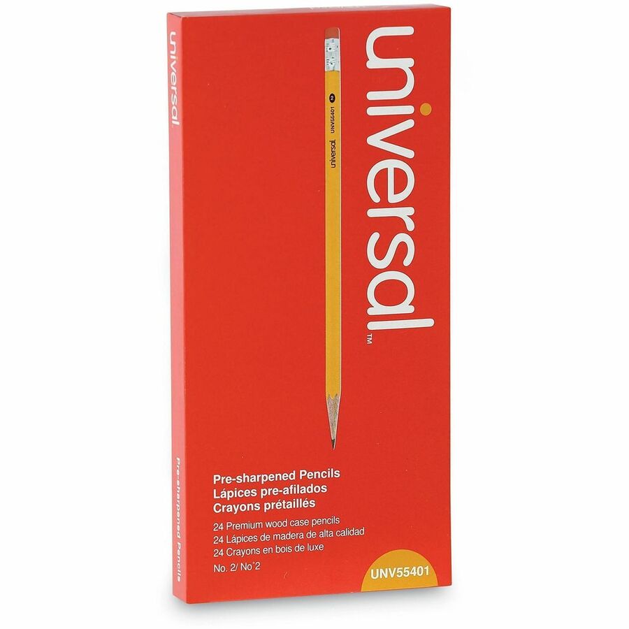 Image of Universal UNV55401 Wood Pencil, Black Lead, #2, HB, Yellow Wood Barrel, 24 / Pack