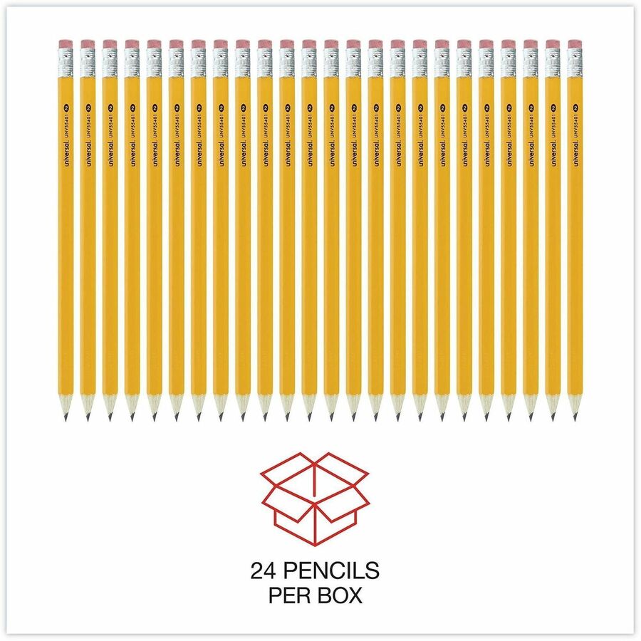 Image of Universal UNV55401 Wood Pencil, Black Lead, #2, HB, Yellow Wood Barrel, 24 / Pack