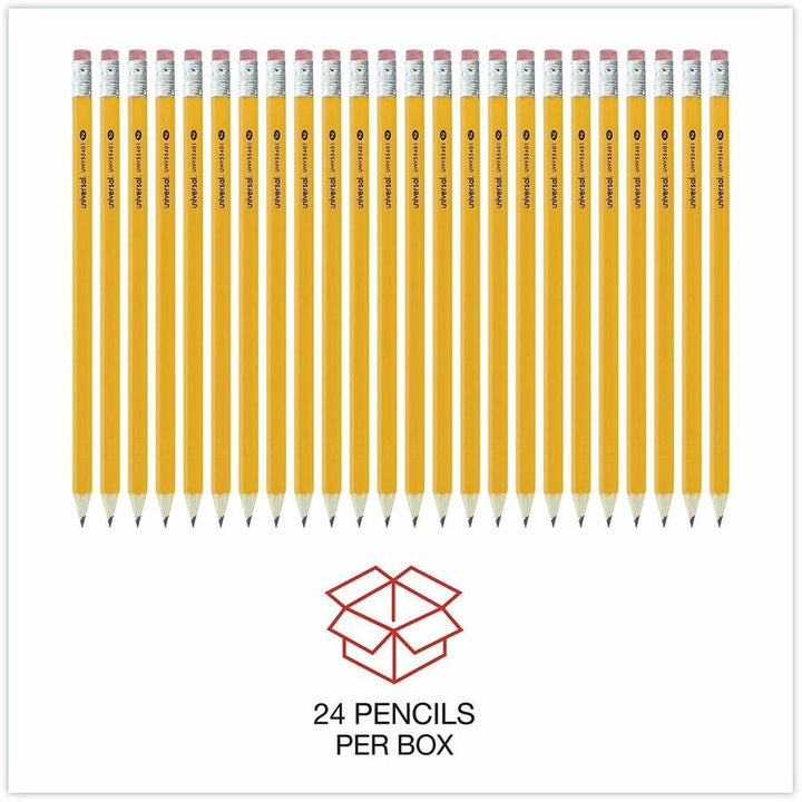 Image of Universal UNV55401 Wood Pencil, Black Lead, #2, HB, Yellow Wood Barrel, 24 / Pack