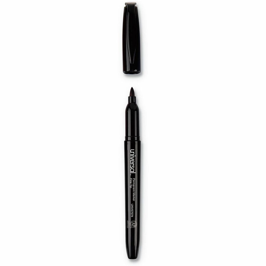 Image of Universal UNV07074 Pen-Style Permanent Marker Value Pack, Fine Bullet Tip, Black, 60/Pack, Black Ink, General Purpose, 60 / Pack