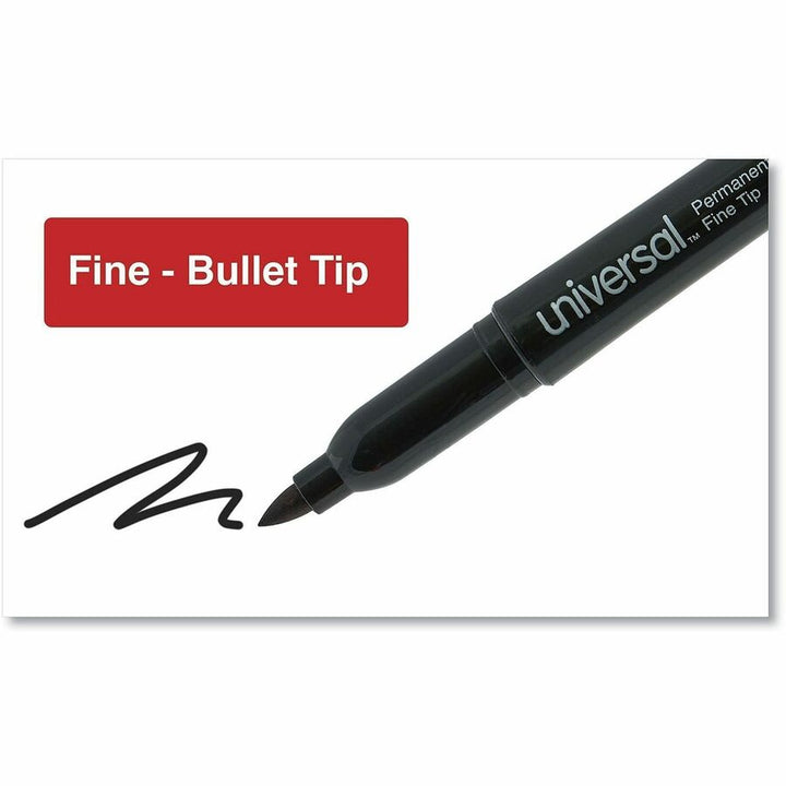 Image of Universal UNV07074 Pen-Style Permanent Marker Value Pack, Fine Bullet Tip, Black, 60/Pack, Black Ink, General Purpose, 60 / Pack