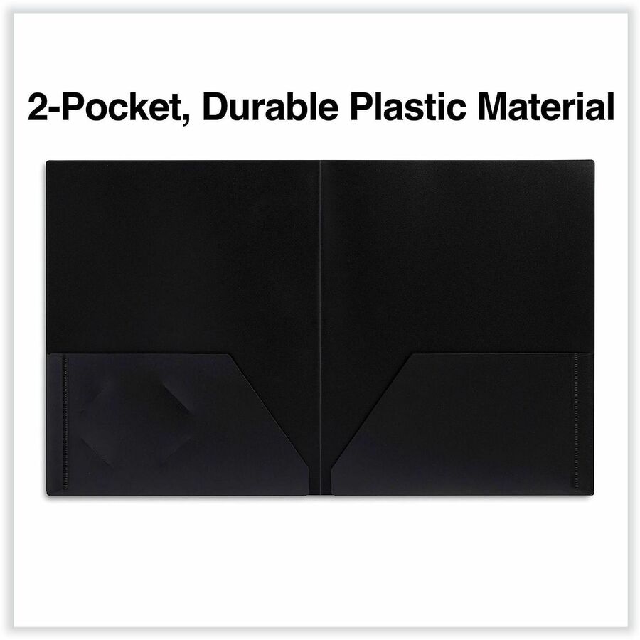 Image of Universal UNV20540 Two-Pocket Plastic Folders, 100-Sheet Capacity, 11 x 8.5, Black, 10/Pack