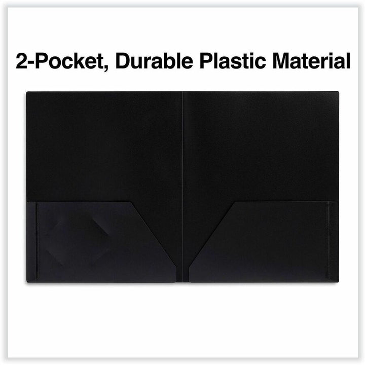 Image of Universal UNV20540 Two-Pocket Plastic Folders, 100-Sheet Capacity, 11 x 8.5, Black, 10/Pack