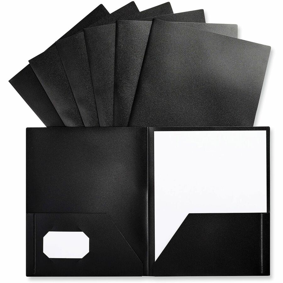 Image of Universal UNV20540 Two-Pocket Plastic Folders, 100-Sheet Capacity, 11 x 8.5, Black, 10/Pack