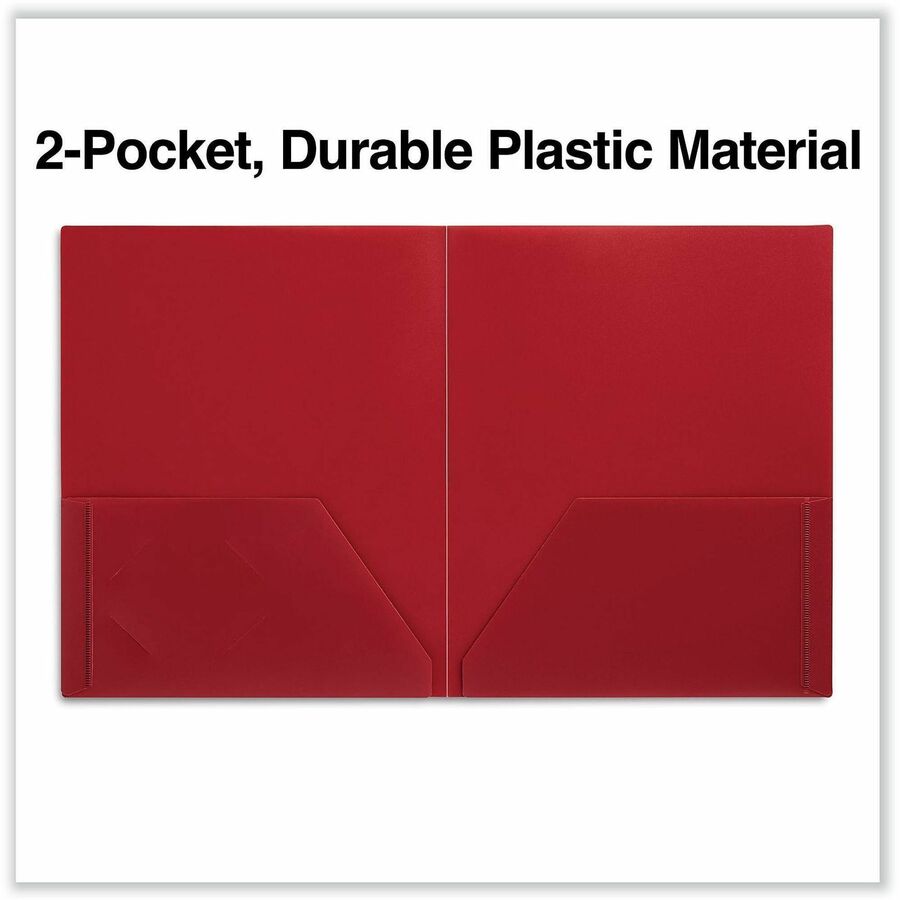 Image of Universal UNV20543 Two-Pocket Plastic Folders, 100-Sheet Capacity, 11 x 8.5, Red, 10/Pack