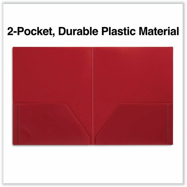 Image of Universal UNV20543 Two-Pocket Plastic Folders, 100-Sheet Capacity, 11 x 8.5, Red, 10/Pack