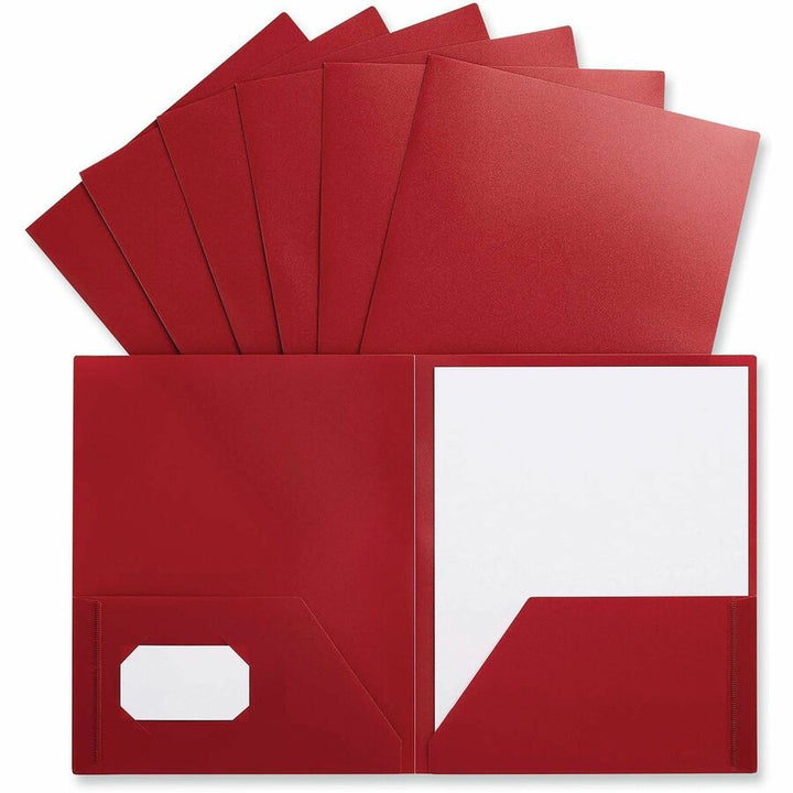 Image of Universal UNV20543 Two-Pocket Plastic Folders, 100-Sheet Capacity, 11 x 8.5, Red, 10/Pack