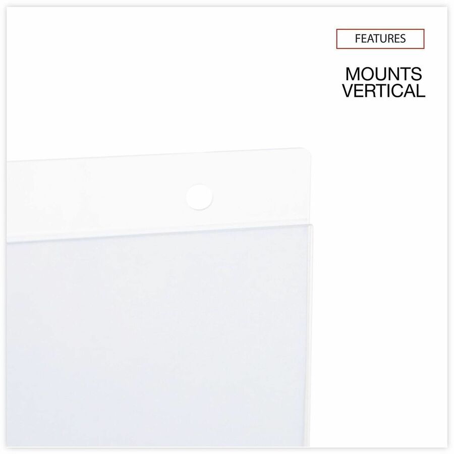 Image of Universal UNV76882 Sign Holder, Rectangular Shape, Wall Mountable, Top Loading, Durable, Pre-drilled, Signage, Plastic, Clear, Clear, 2 / Pack