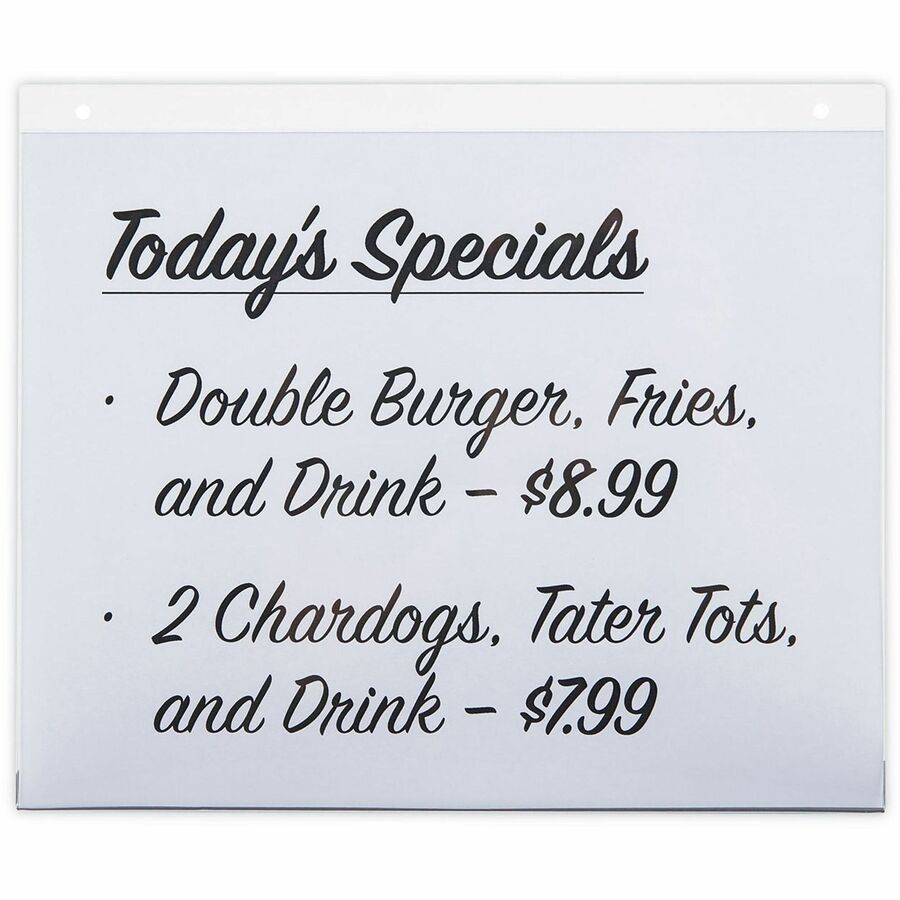 Image of Universal UNV76883 Sign Holder, Rectangular Shape, Wall Mountable, Durable, Top Loading, Pre-drilled, Plastic, Clear, 2 / Pack