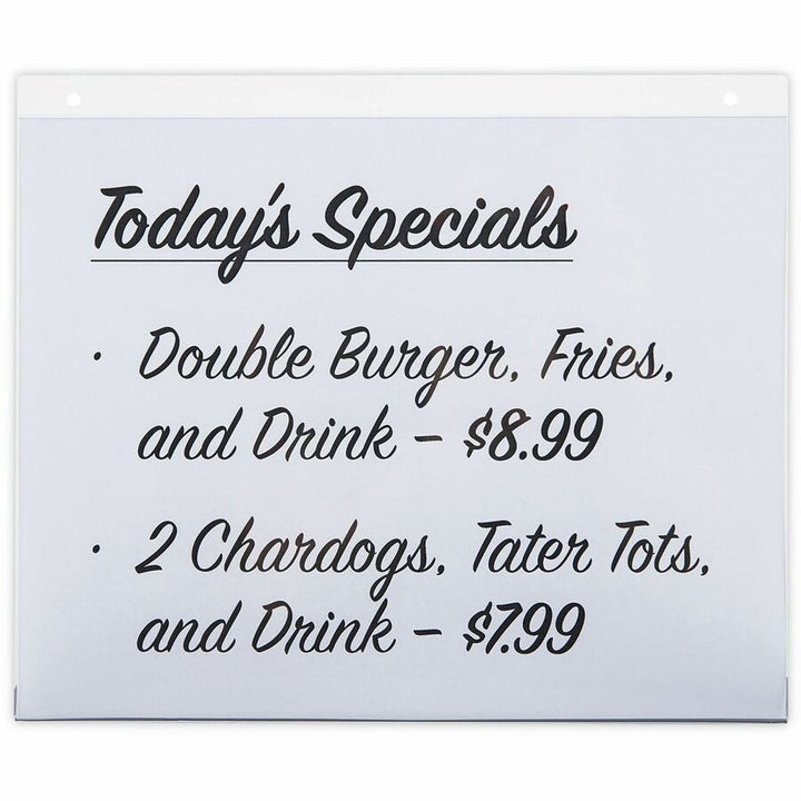 Image of Universal UNV76883 Sign Holder, Rectangular Shape, Wall Mountable, Durable, Top Loading, Pre-drilled, Plastic, Clear, 2 / Pack
