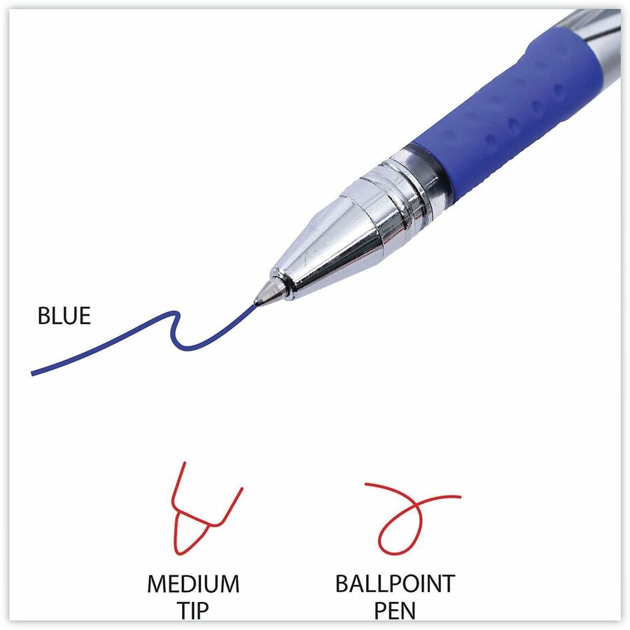 Image of Universal 39621 Gel Pen, Stick, Medium 0.7 mm, Blue Ink, Silver/Blue Barrel, Dozen