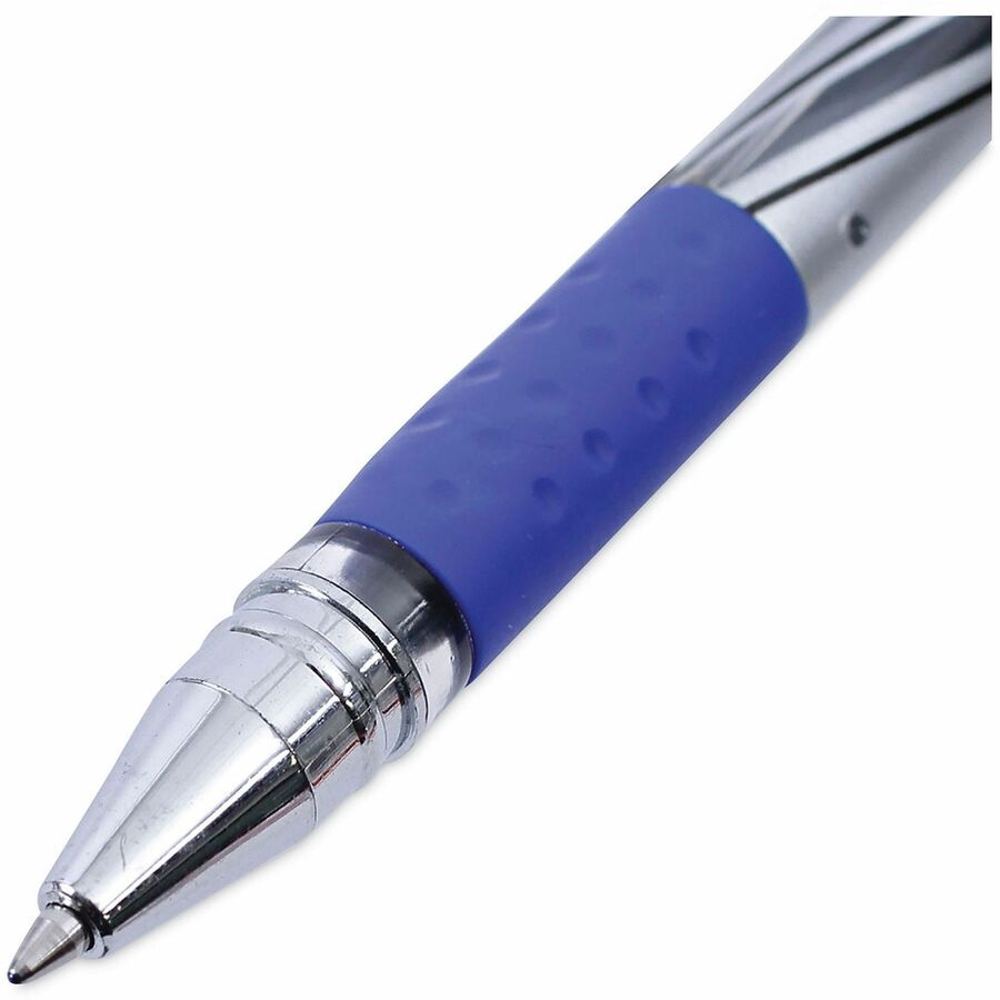 Image of Universal 39621 Gel Pen, Stick, Medium 0.7 mm, Blue Ink, Silver/Blue Barrel, Dozen