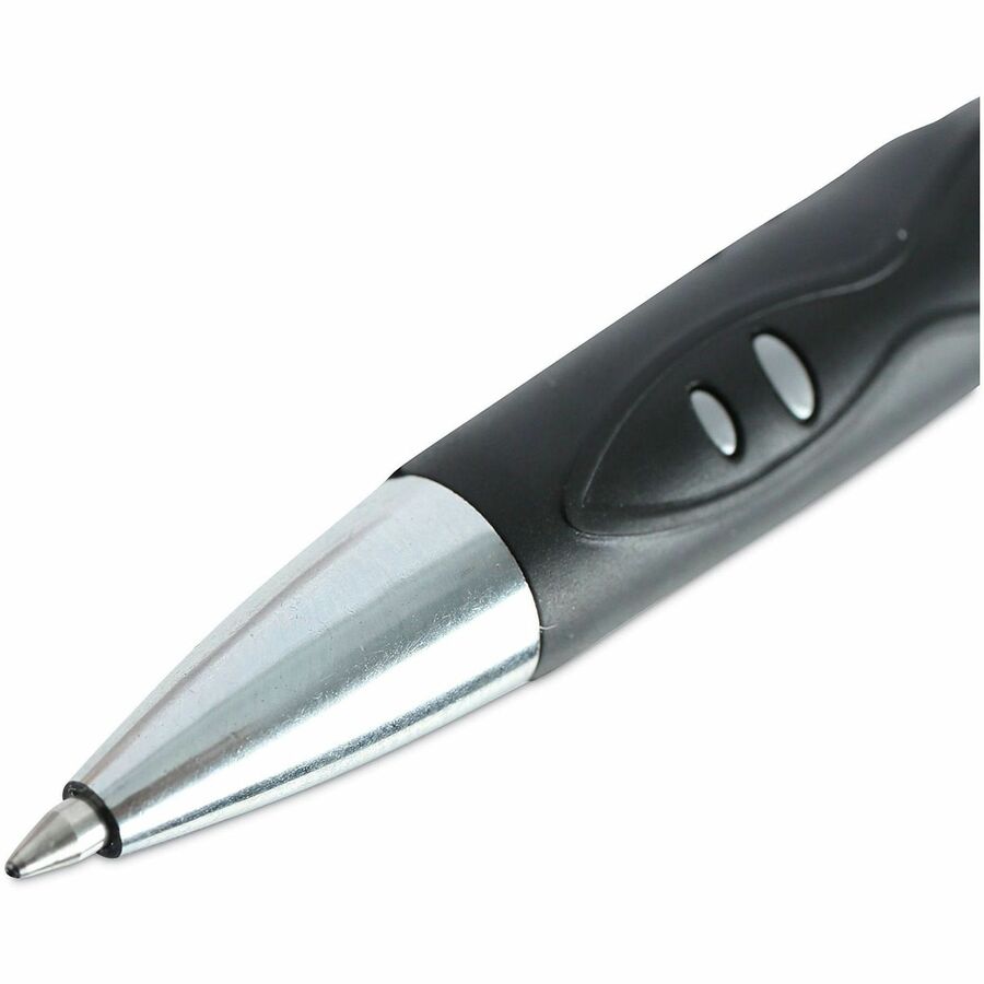 Image of Universal 39724 Comfort Grip Gel Pen, 0.7 mm Medium Conical Pen Point, Retractable, Black Ink, Water Based, Gray, Black, Silver Barrel, 36 / Pack