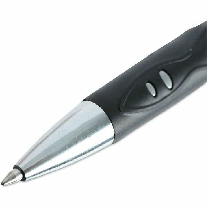 Image of Universal 39724 Comfort Grip Gel Pen, 0.7 mm Medium Conical Pen Point, Retractable, Black Ink, Water Based, Gray, Black, Silver Barrel, 36 / Pack