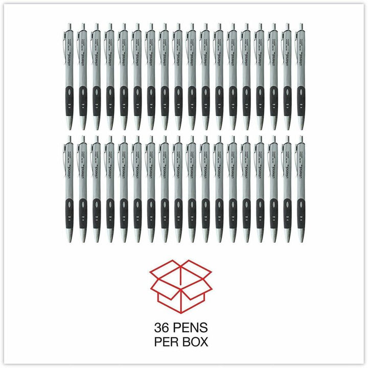 Image of Universal 39724 Comfort Grip Gel Pen, 0.7 mm Medium Conical Pen Point, Retractable, Black Ink, Water Based, Gray, Black, Silver Barrel, 36 / Pack