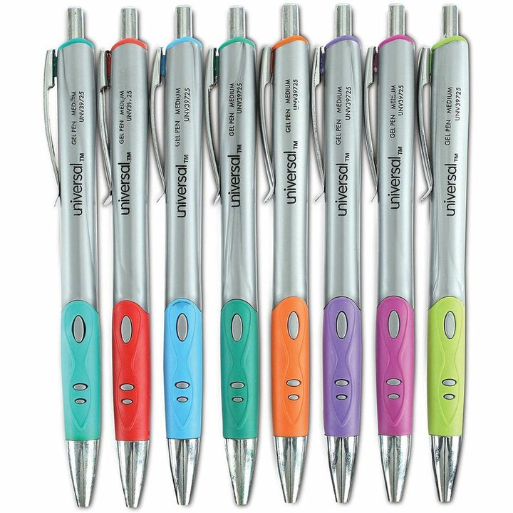 Image of Universal 39725 Comfort Grip Gel Pen, 0.7 mm Medium Conical Pen Point, Retractable, Assorted Ink, Water Based, Assorted Barrel, 1 Set