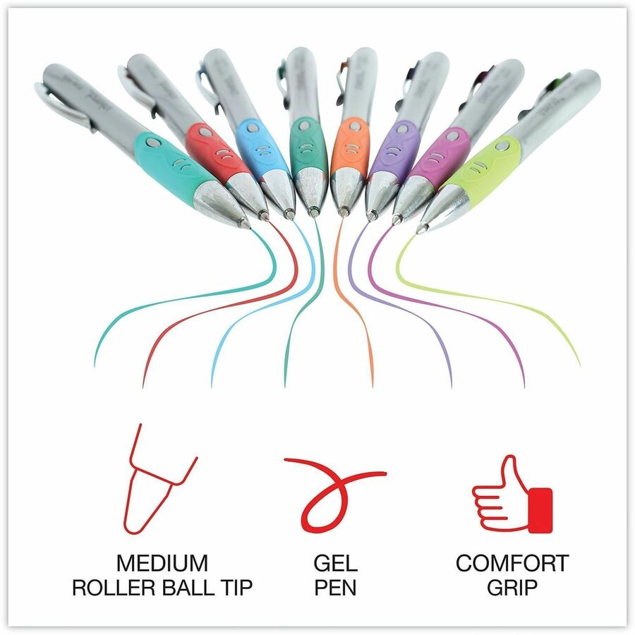 Image of Universal 39725 Comfort Grip Gel Pen, 0.7 mm Medium Conical Pen Point, Retractable, Assorted Ink, Water Based, Assorted Barrel, 1 Set