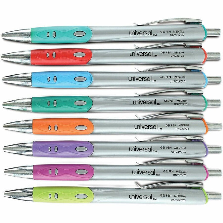 Image of Universal 39725 Comfort Grip Gel Pen, 0.7 mm Medium Conical Pen Point, Retractable, Assorted Ink, Water Based, Assorted Barrel, 1 Set