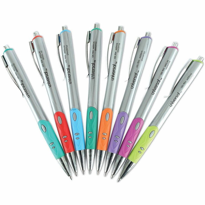 Image of Universal 39725 Comfort Grip Gel Pen, 0.7 mm Medium Conical Pen Point, Retractable, Assorted Ink, Water Based, Assorted Barrel, 1 Set