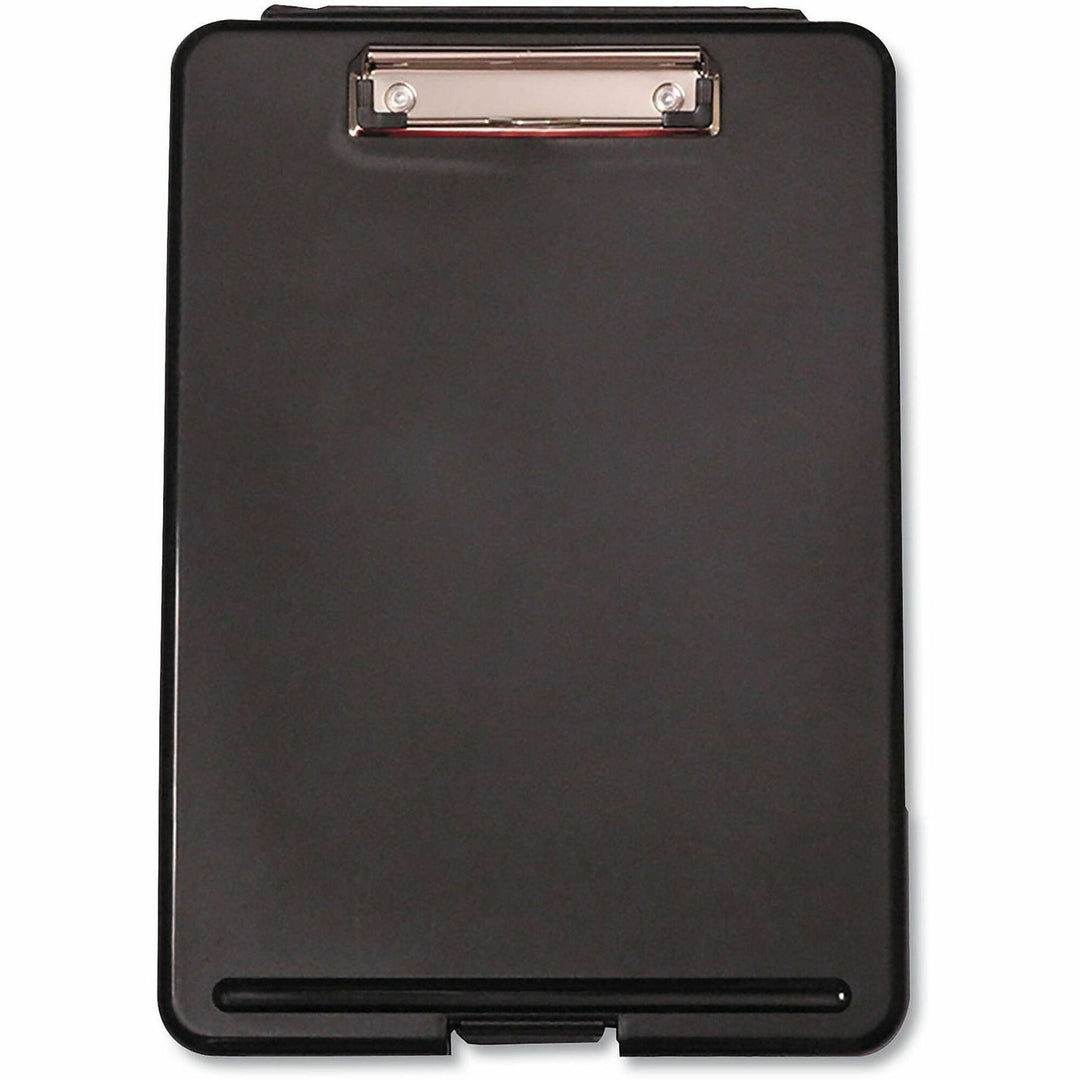 Image of Universal UNV40318 Storage Clipboard, 0.50" Clip Capacity, 8 1/2" x 11" Sheet Size, Plastic, Black, 1 Each