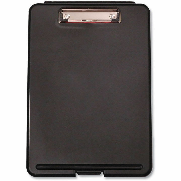Image of Universal UNV40318 Storage Clipboard, 0.50" Clip Capacity, 8 1/2" x 11" Sheet Size, Plastic, Black, 1 Each