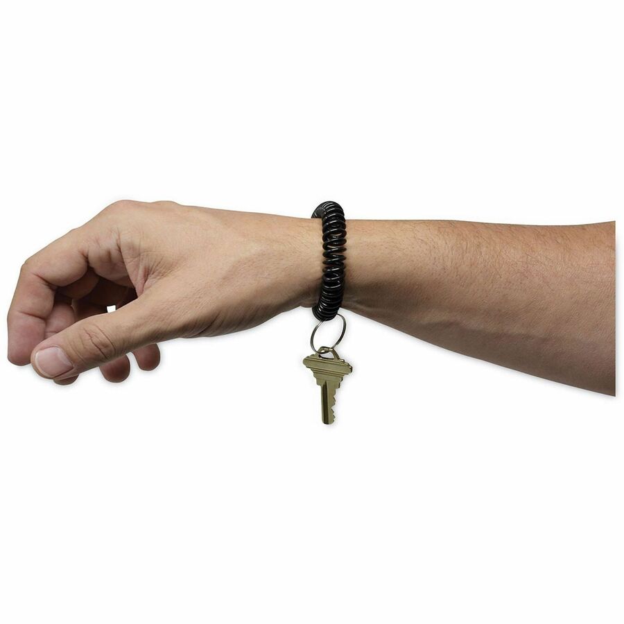Image of Universal UNV56050 Key Ring, 2.4" H x 2.4" W x 0.4" Depth, Plastic, Black, Sturdy, Flexible, Expandable, 6 / Pack