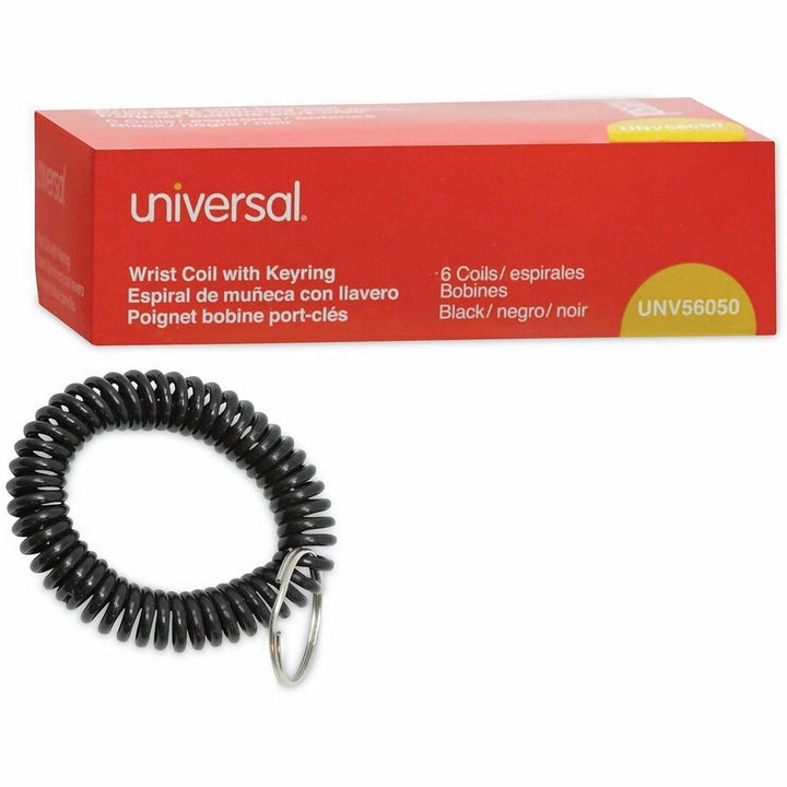 Image of Universal UNV56050 Key Ring, 2.4" H x 2.4" W x 0.4" Depth, Plastic, Black, Sturdy, Flexible, Expandable, 6 / Pack
