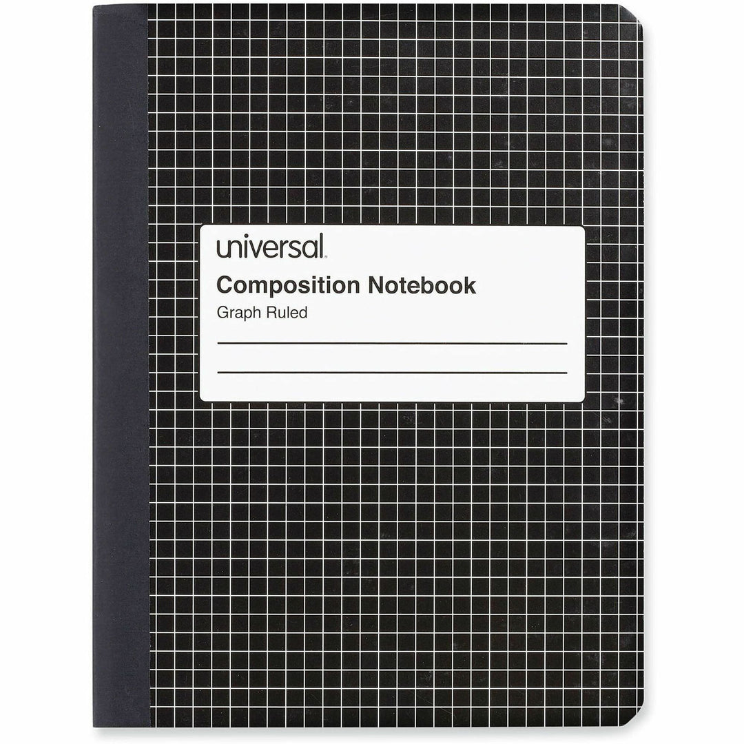 Image of Universal® Quad Rule Composition Book, Quadrille Rule (4 sq/in), Black Marble Cover, (100) 9.75 x 7.5 Sheets