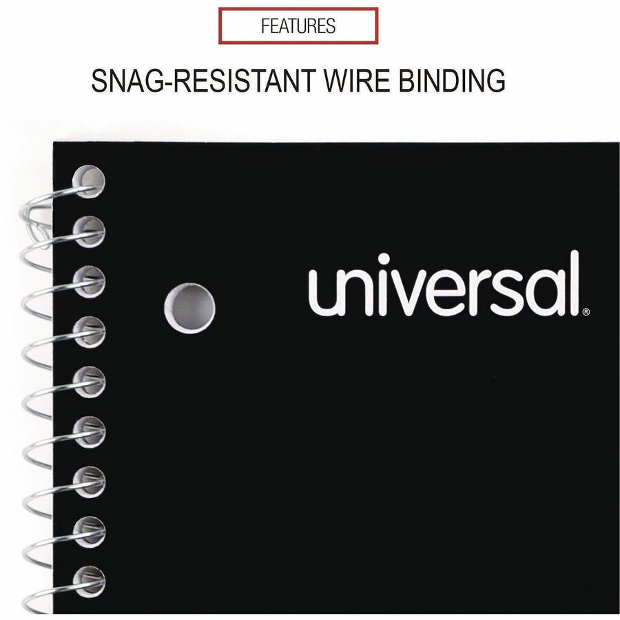 Image of Universal® Wirebound Notebook, 1-Subject, Quadrille Rule (4 sq/in), Black Cover, (70) 10.5 x 8 Sheets