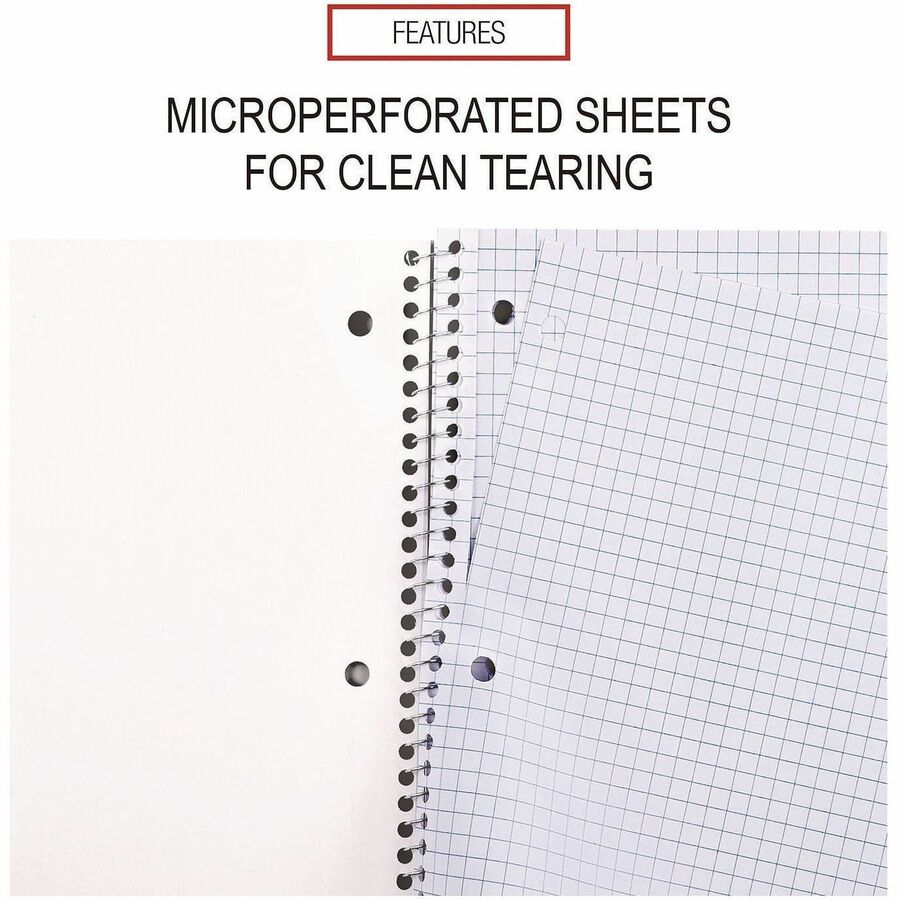 Image of Universal® Wirebound Notebook, 1-Subject, Quadrille Rule (4 sq/in), Black Cover, (70) 10.5 x 8 Sheets